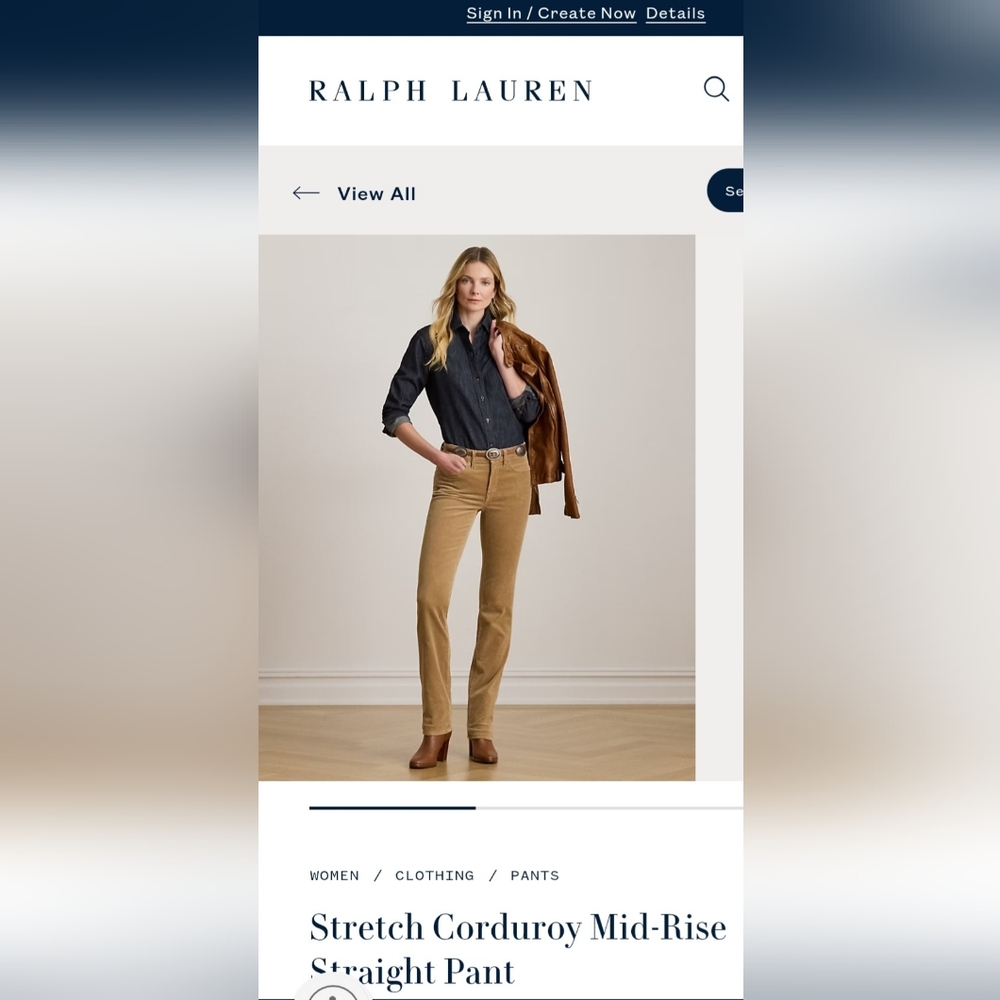 Ralph Lauren Womens Corduroy Pants